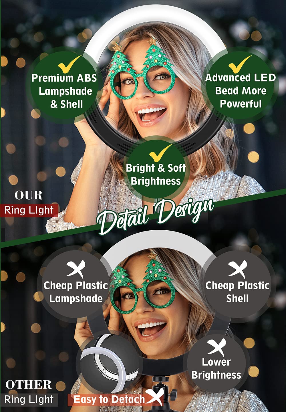 10 inch Ring Light with Tripod Stand & Phone Holder, Selfie Ringlight with Remote for Phone, 70" Tall Circle Light, LED Ring Lamp for Makeup, Video Recording, Conferencing, TikTok, Twitch