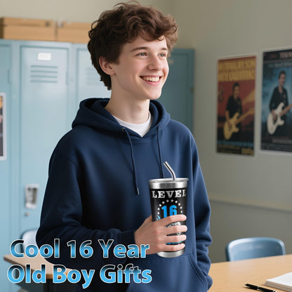 16 Year Old Boy Gifts, 16th Birthday Gifts for Boys, 16 Birthday Decorations Boy, Cool Sixteen Gamer Gifts with 20 Oz Tumbler Socks Wallet Bracelet Keychain for Son, Nephew, Grandson, Brother