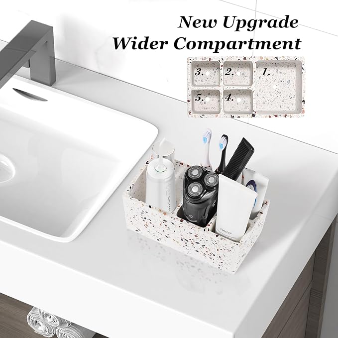 Luxspire Toothbrush Holder for Bathroom, 5 Slots Bathroom Counter Organizer