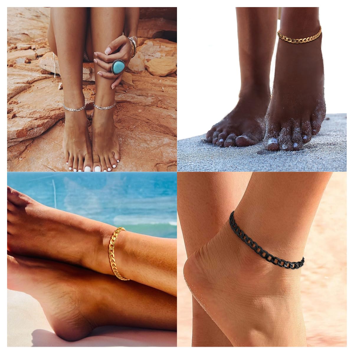 PROSTEEL Gold Cuban Link Anklets For Women Jewelry Summer Beach Foot Chain Anklet Stainless Steel Womens Ankle Bracelets