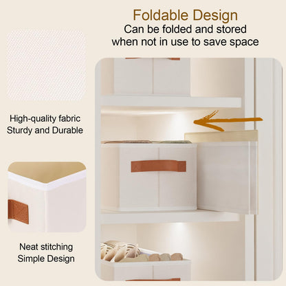 YheenLf Storage Bin, Linen Foldable Clothes Basket, Storage Box Container with Double Handles for Bedroom, Beige, 15x 6 x 5 Inch, 1-Pack