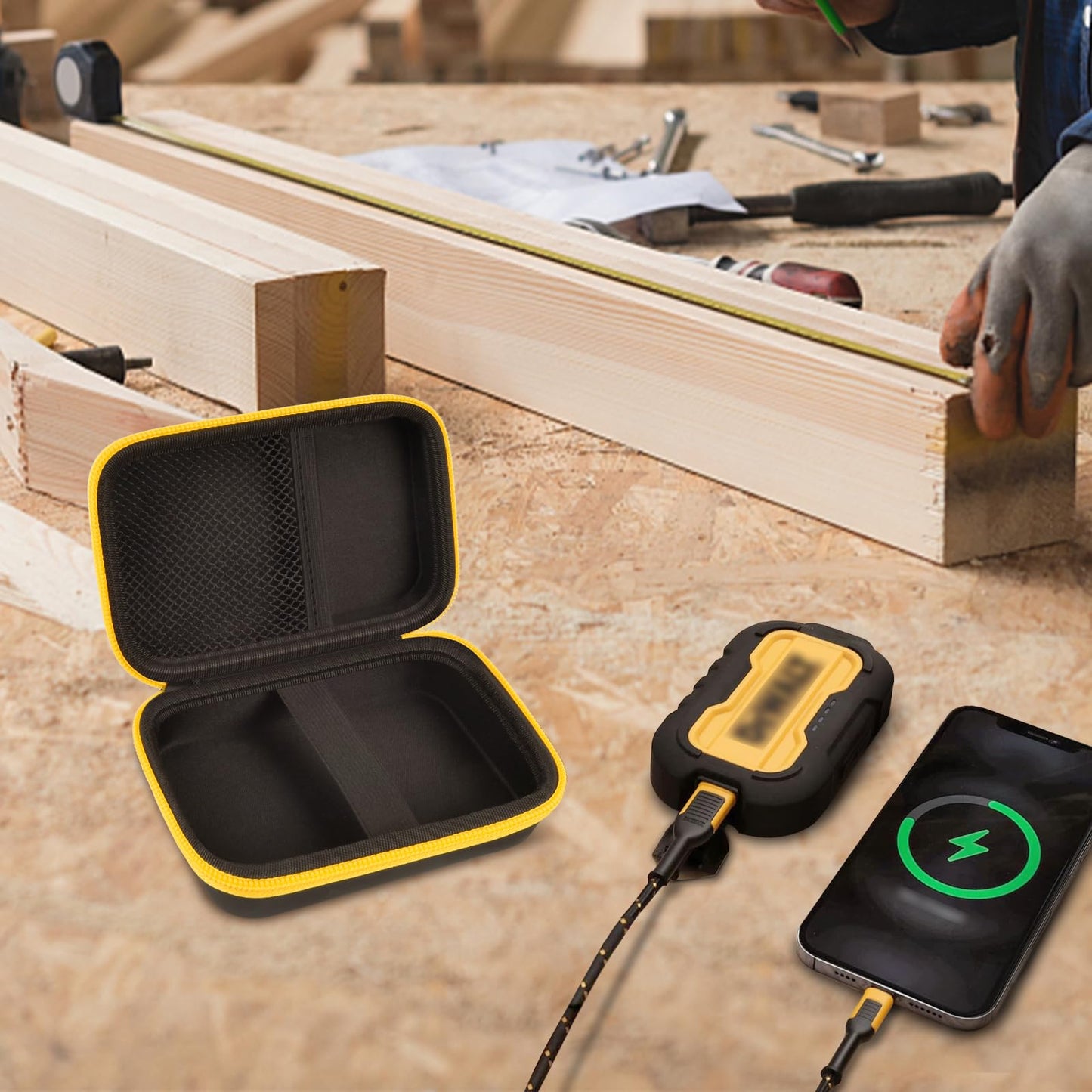 PAIYULE Case Compatible with DeWALT Powerbank 10000MAH/for Magnetic Power Bank 5,000mAh, Battery Charger Storage Holder Organizer, Power Bank Carrying Bag with Mesh Bag Fits for USB Cable (Box Only)