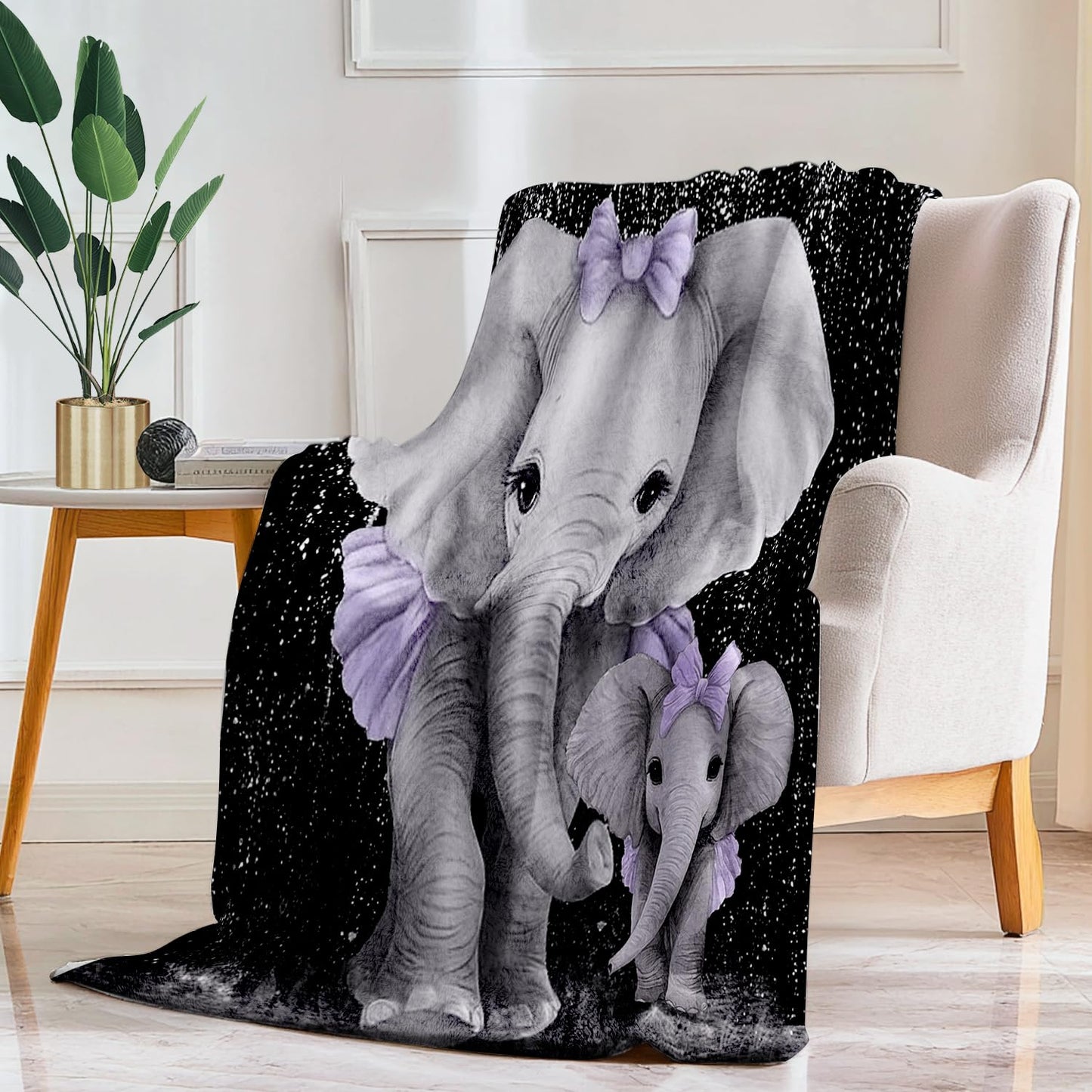 Elephant Blanket Elephant Fleece Throw Blanket Super Soft Fuzzy Plush Cozy Warm Elephants Decor Stuffed Bedding Blankets Gift for Boys Girls Men Women Kids & Adult 50"x40"