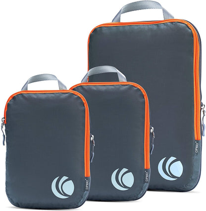 Cipway Compression Packing Cubes, 3 Set Compressible Packing Cubes Travel Organizer, Expandable Travel Essentials for Carry-On Luggage, Suitcase & Backpack (Grey)