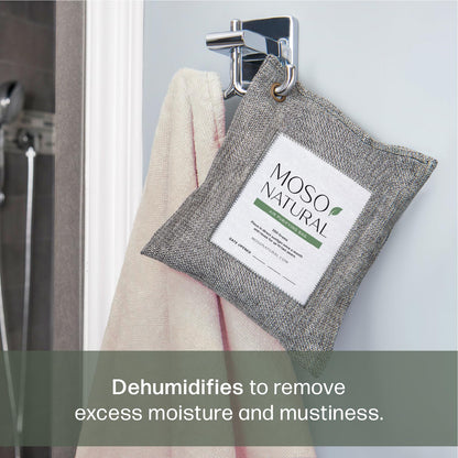 Moso Natural Air Purifying Bag 200g (4 Pack). A Scent Free Odour Eliminator for Cars, Closets, Bathrooms, Pet Areas. Premium Moso Bamboo Charcoal Odour Absorber. (Charcoal Grey)
