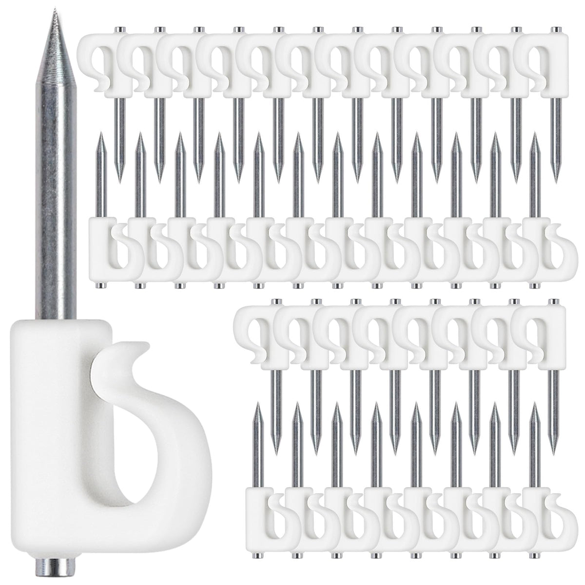 SELEWARE 40 Pcs Q-Hanger, Home Christmas Lights Hanger Hooks for Easy Release Outdoor Wire and Fairy Lights, Heavy Duty 40 LB Capacity, White
