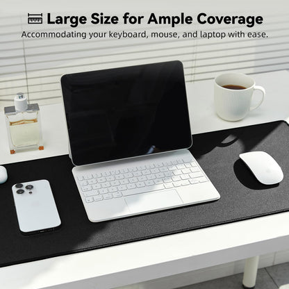 Reniteco Large Gaming Mouse Pad with Durable Stitched Edges, Non-Slip Rubber Base, Big Computer Keyboard Mouse Mat Desk Pad for Home Office Gaming Work, 11.81"x27.56"x0.08", Black