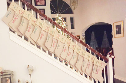 DECORA Natural Jute Burlap Christmas Stocking Fireplace Hanging for Gifts Goodies Handmade Projects Set of 6