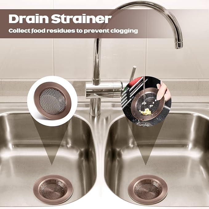 Retisee 2 Pcs Sink Strainer Stainless Steel Kitchen Sink Drain Strainer Basket