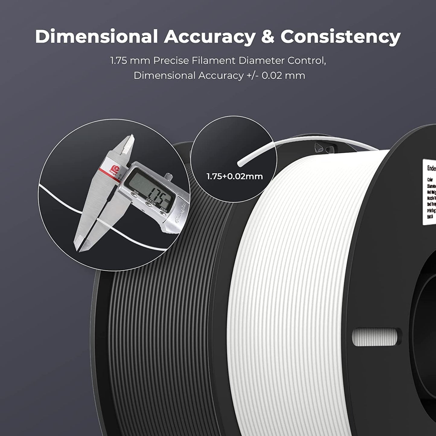 Creality Ender PLA Filament 1.75mm 3D Printer Filament, 2kg Cardboard Spool (4.4lbs), Dimensional Accuracy +/- 0.03mm, Fit Most DIY Printer (White*1KG & Black*1KG)