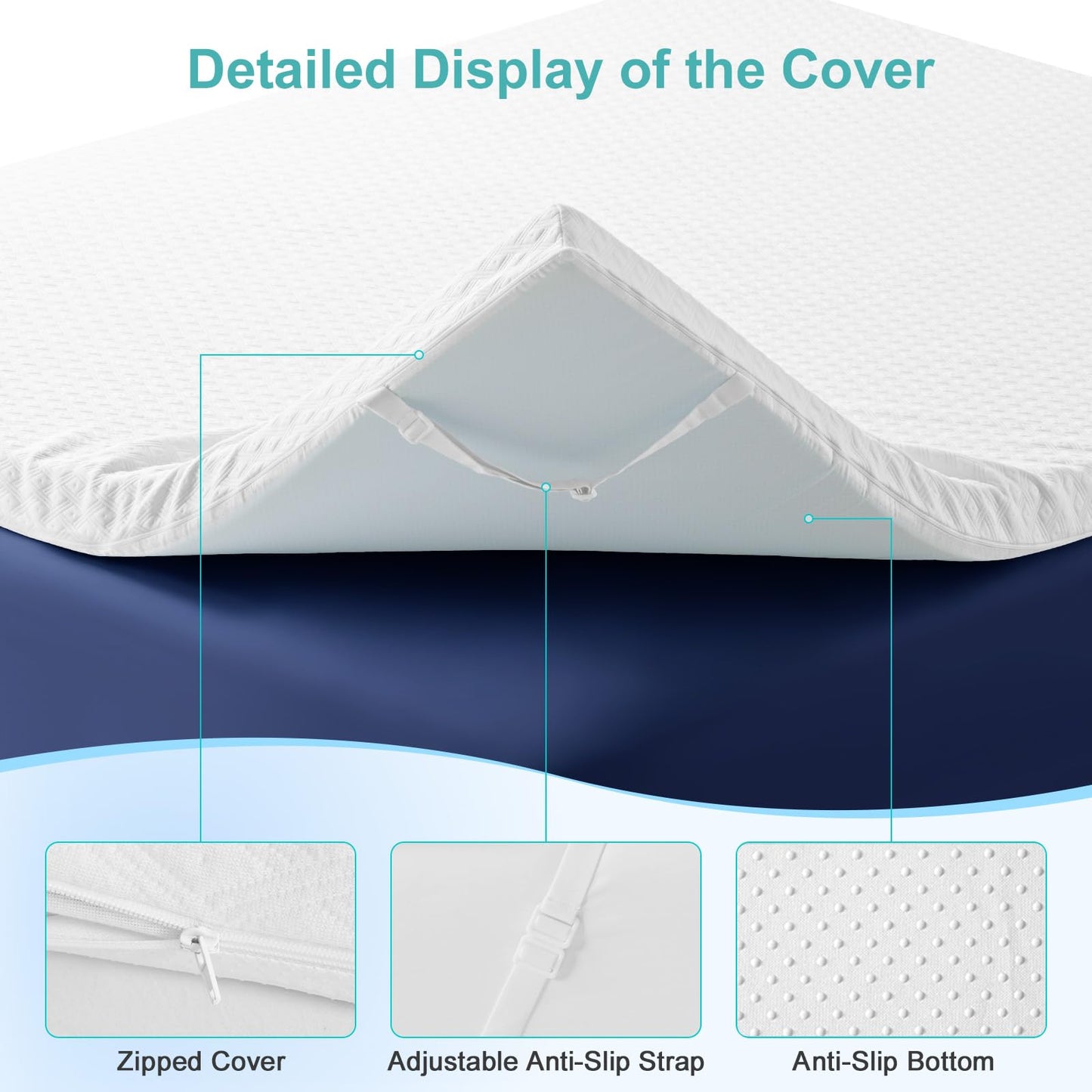 EDILLY 3 Inch Cooling Gel Memory Foam Mattress Topper California King Size,with Removable & Washable Bamboo Cover,Soft Breathable Mattress Pad,Bed Topper for Back Pain Relief (72x84)