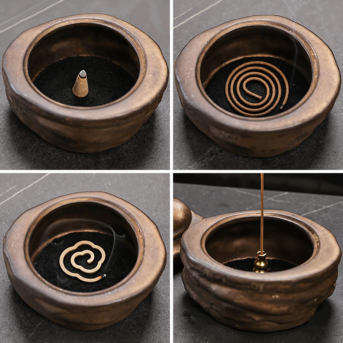 TEAVOR Ceramic Incense Burner for Cone & Coil – Faceless Buddha Statue for Protection, Evil Spirit Cleansing & Zen Meditation, Home Decor to Ward Off Negativity