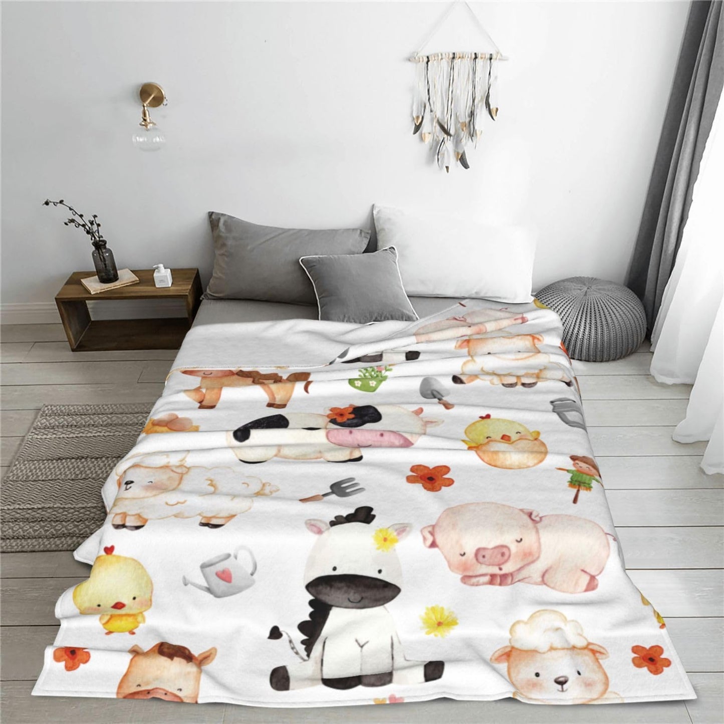 Farm Animal Throw Blanket Cozy Fluffy Plush Blanket Soft Flannel Throw Blanket for Kids Men Women Gift Sofa Bed Couch 50"x40" Christmas