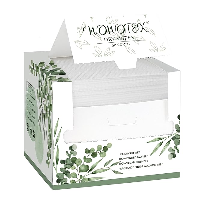 Disposable Face Towel Biodegradable Large Dry Wipes 60 Count/Box Extra Thick