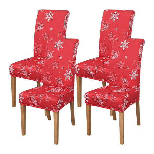 FORCHEER Dining Room Chair Covers 4 Chirsmas Stretch Kitchen Chair Slipcovers Set of 4 Washable- Christmas Red