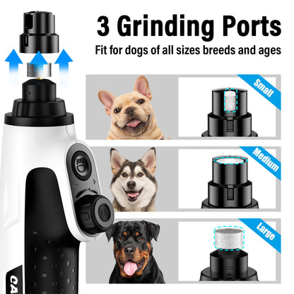 Casfuy Smart 6-Speed Dog Nail Grinder - 50% More Power Pet Nail Grinder with 2 LED Lights Quiet Rechargeable Electric Dog Nail Trimmers File Toenail Grinder for Large Medium Small Dogs & Cats (White)