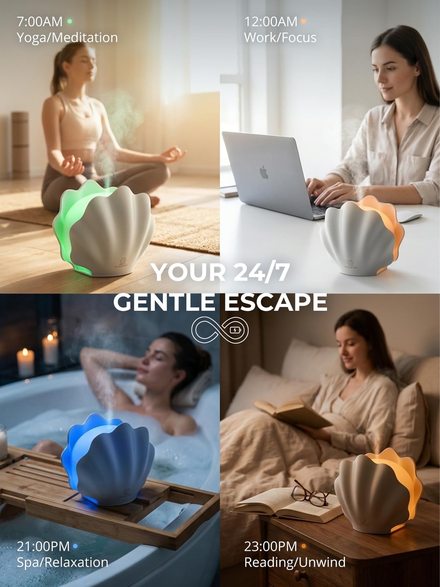 Essential Oil Diffuser 260ML, Shell Aroma Diffuser with Remote Control, 7 Colors LED Night Light for Bedroom Home Relaxation, Valentines Day Gifts