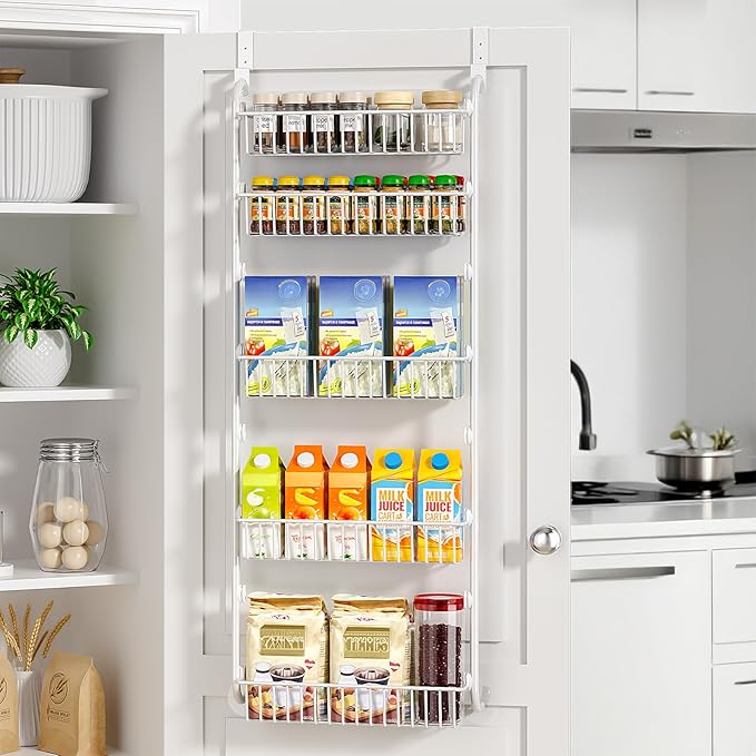 Delamu Over The Door Pantry Organizer, 5-Tier Pantry Door Organizers and Storage
