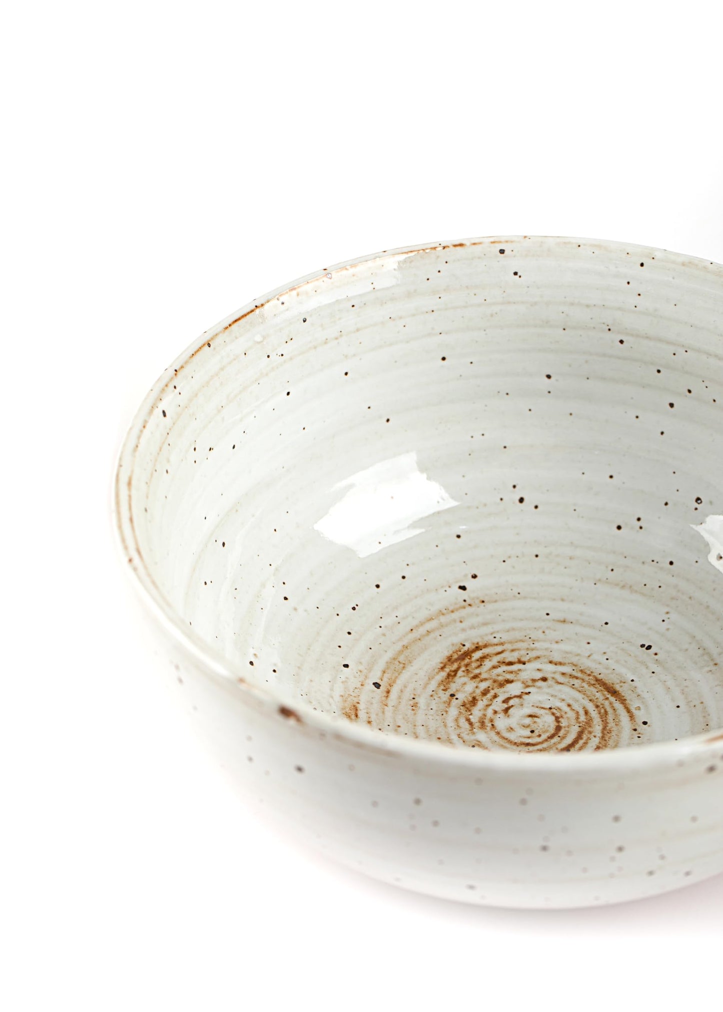 KuJaRen Mixing and Serving Bowl - 9 inch Ceramic Stoneware, Handmade White, Microwave & Dishwasher Safe