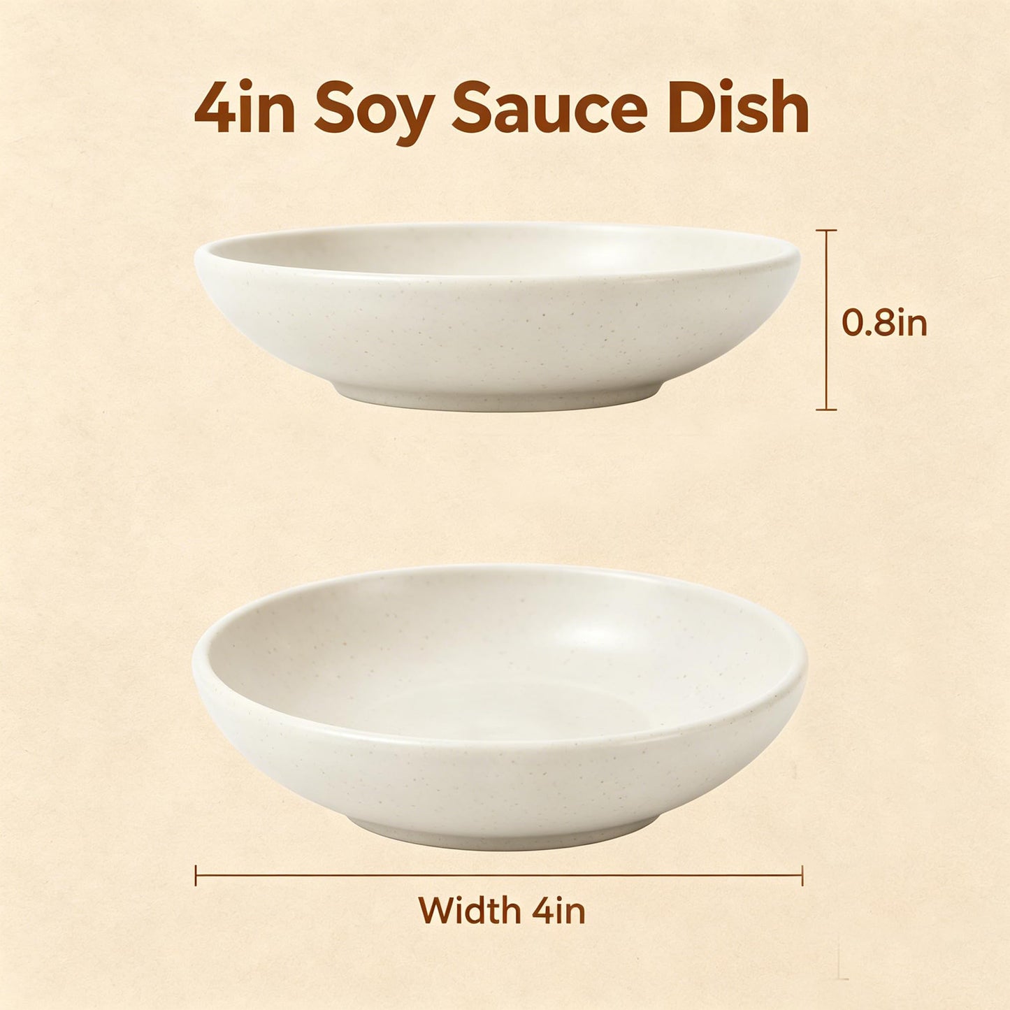 BUSOKIP 4 Inch Small Appetizer Plates 8 Pieces, Lightweight and Unbreakable Wheat Straw Plates, Small Sauce Plate, Soy Sauce Dish for Side Dishes, Condiment, Appetizer (White)