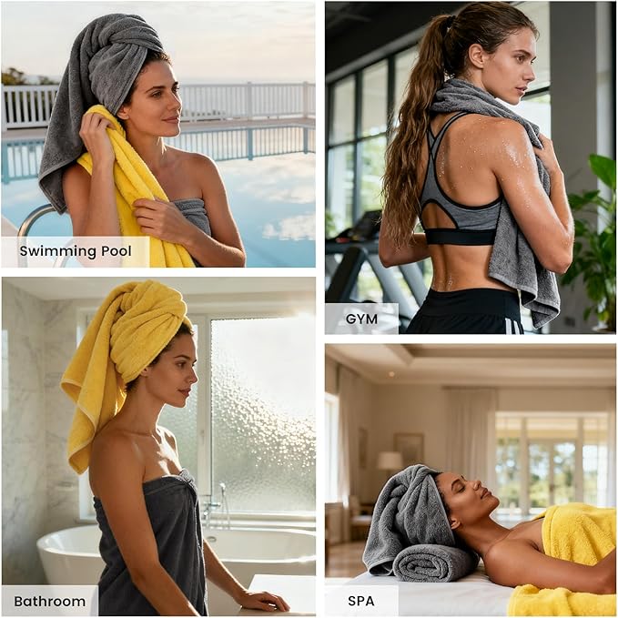 SEMAXE Bath Towel Set, 100% Cotton Bathroom Towels