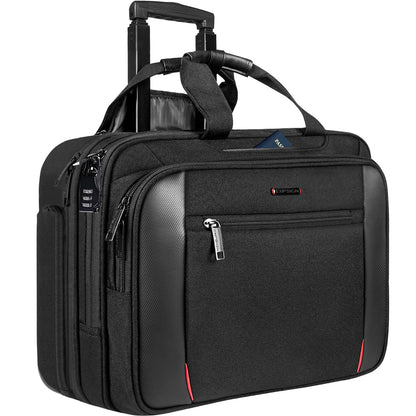 EMPSIGN Rolling Laptop Bag Laptop Roller Case for 17.3 Inch Wheeled Briefcase with RFID Pockets Water-Proof Laptop Trolley Case for Travel/Busines/Men