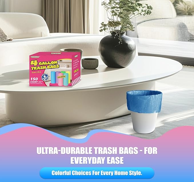 150 Count 4 Gallon Small Trash Bags