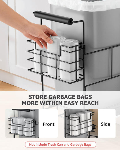 Bulado Pull Out Trash Can Under Cabinet, Under Sink Trash Can Kit for 7.5-10 Gallon with Garbage Bag Holder, Heavy Duty Steel Frame, Holds Up to 125 lbs, Easy to Install (Bin Not Included)