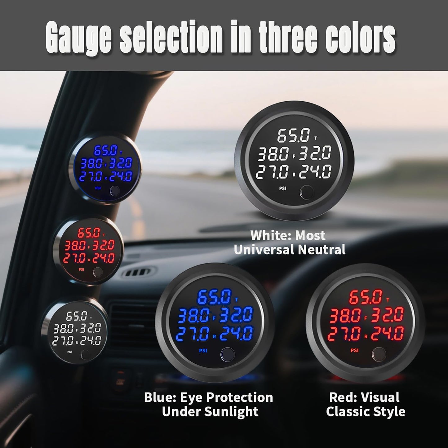 CNWZYMX 12V Air Management featuring 8-Valve Air Ride Suspension Manifold, with 10-Button Wireless Remote Controller and Five-Way Red Display Air Pressure Gauges