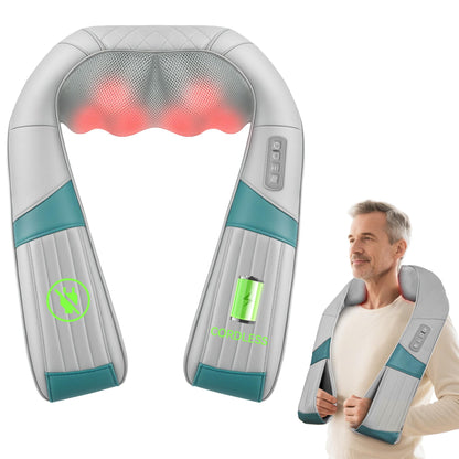 Snailax Cordless Massager - Shiatsu Neck and Shoulder Massager with Heat, Portable, Lumbar, Back Electric Massage Pillow, Christmas Gift