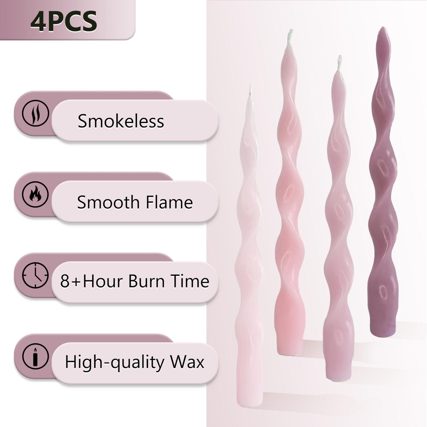 Taper Candle Pink Gradient Spiral Candlesticks Tall Tapered Candles Twisted Candlesticks Twirl Candle for Dinner Table Decor Party Wedding