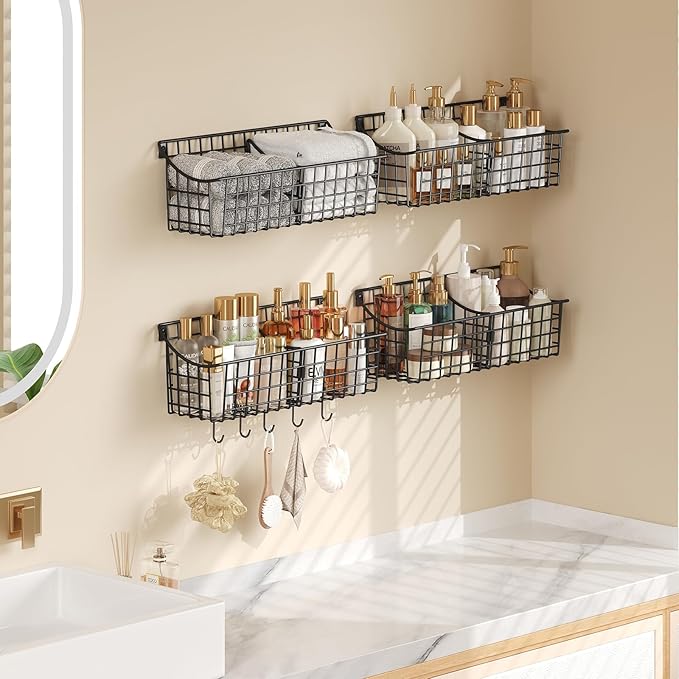 4 Pack EXTRA LARGE Hanging Wall Mount Storage Baskets