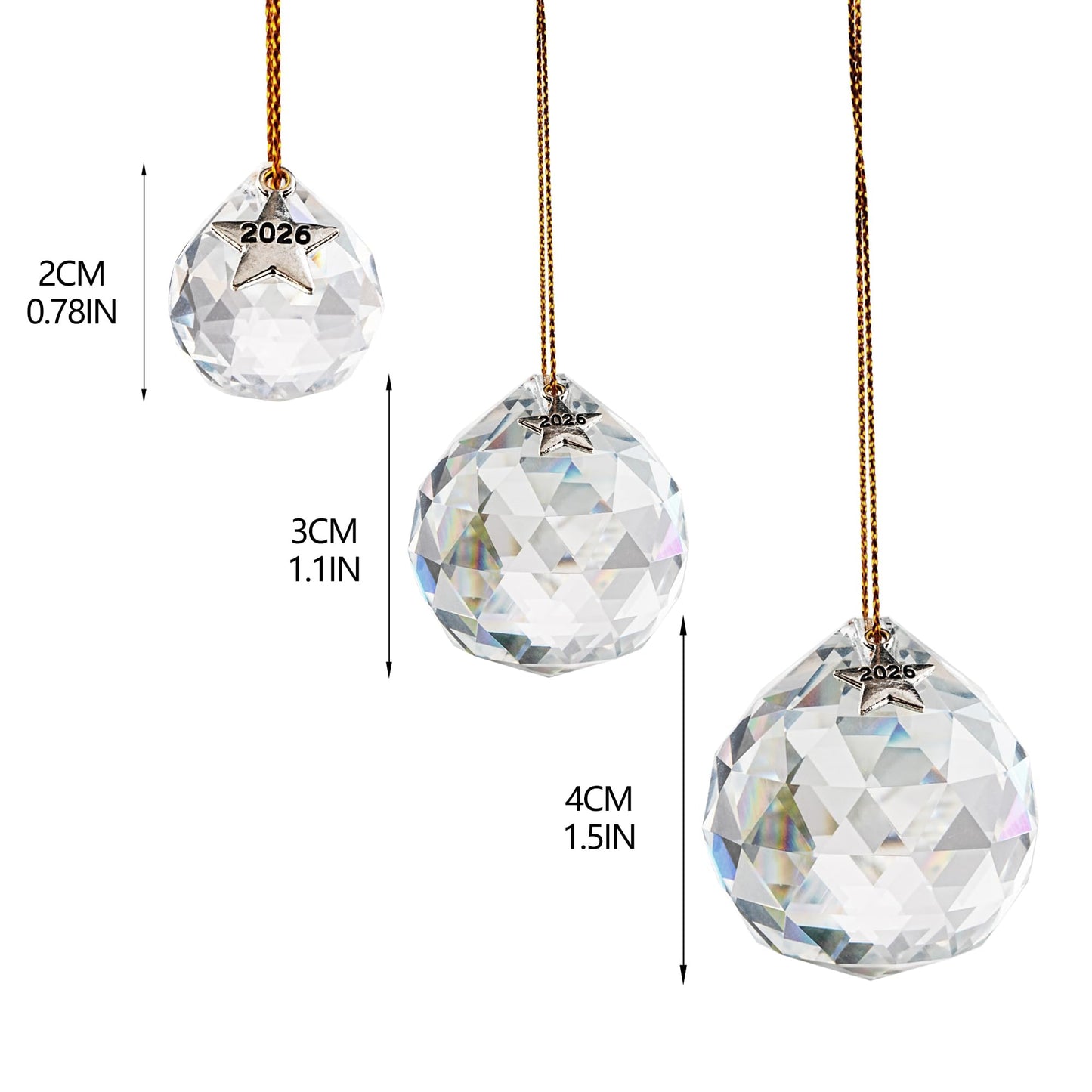 LOULIQIGIFT 13pcs Clear Crystal Ball Hanging Ornaments for Window Chandelier Parts 2026 Hanging Prisms for Birthday Wedding Mother's Day Decorations (20mm/30mm/40mm)