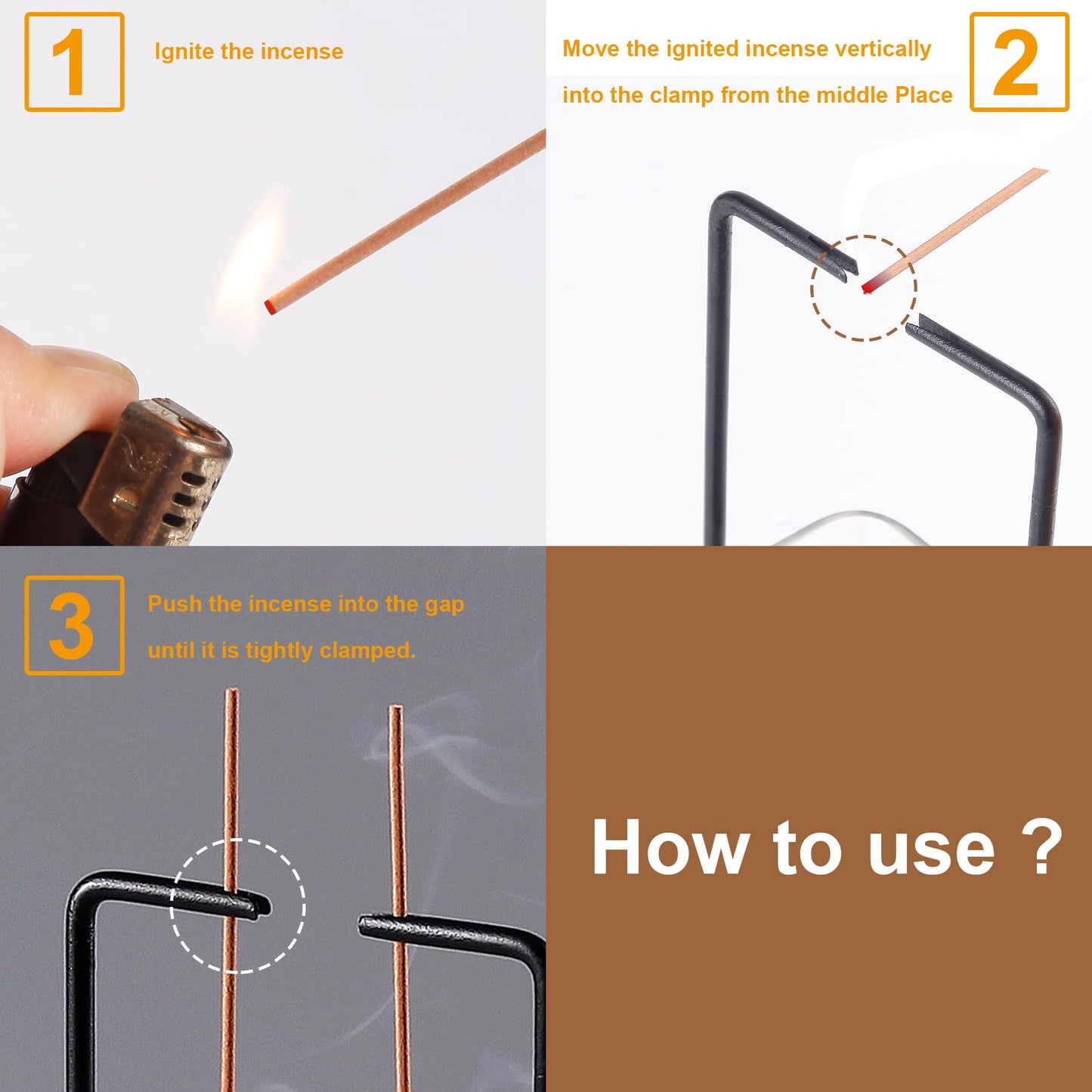 Hukalw Incense Holder for Sticks, Upside Down Incense Burner with Removable Black Glass Ash Catcher Anti-Ash Flying