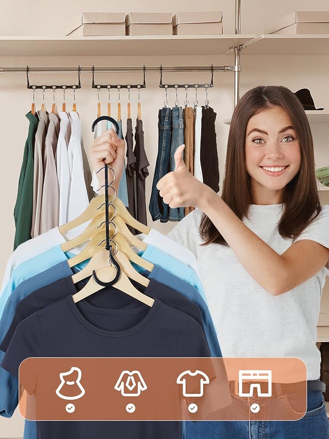 HOUSE DAY Black Magic Space Saving Hangers 10 Pack, Premium Smart Hanger Hooks