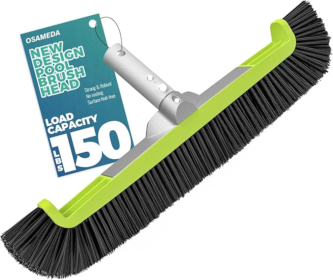 18" Pool Brush Head for Cleaning Swimming Pool Walls, Curved Ends