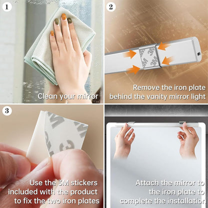 OOWOLF Vanity Mirror Light,Cordless Portable Makeup Light 6000K USB Rechargeable Brightness Dimmable for Bedroom Dressing Table, Bathroom, Dressing Room Mirror
