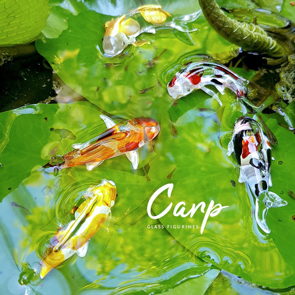(Bundle of 5) Handmade Carp Fish Koi Fish Family Figurine Art, Cool Stuff, Miniature Aquatic Animals, Home or Garden Decor Gift Ideas - No.1