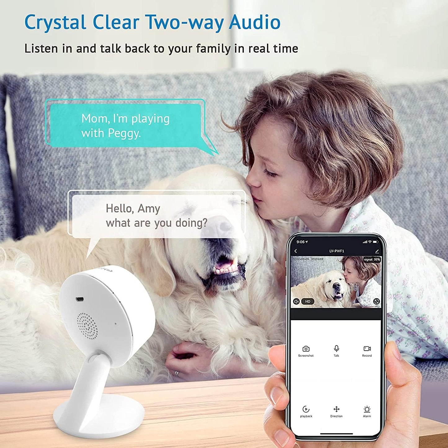 LaView Security Cameras 4pcs, Home Security Camera Indoor 1080P, Wi-Fi Cameras Wired for Pet, Motion Detection, Two-Way Audio, Night Vision, Phone App, Works with Alexa, iOS & Android & Web Access