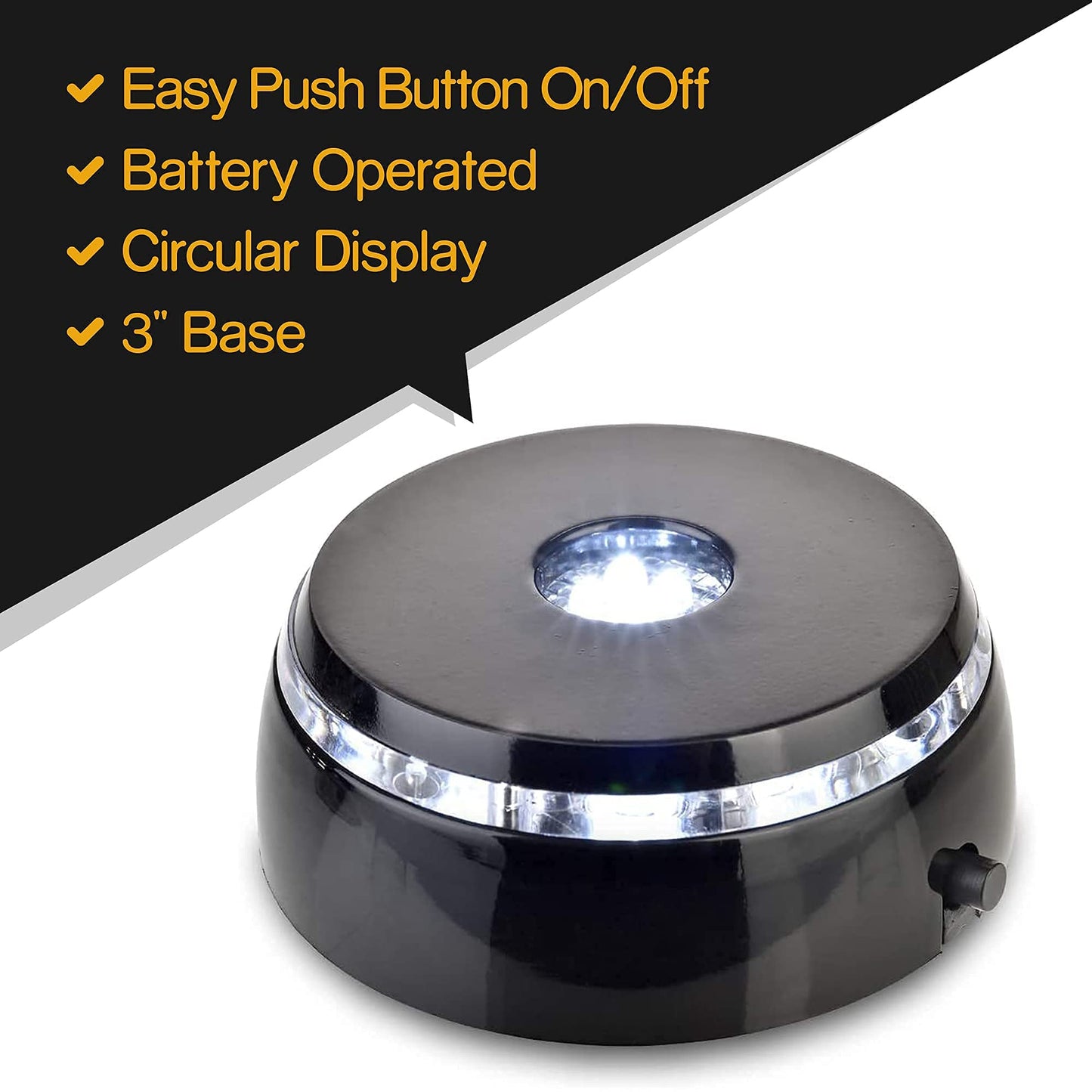 ASENTE 4 LED Display Base - Light Base for Glass Art - Lighted Glass Display and LED Base Light for Crystals, Figurines, and More - Lighted Display Stand w/ White Lights