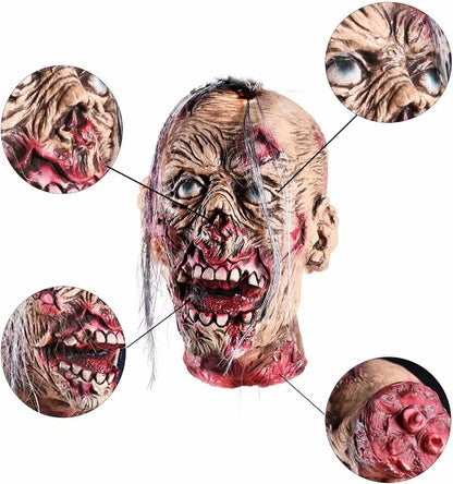 Halloween Decoration Props, Scary Hanging Severed Head Life-Size Bloody Latex Zombie Head for Haunted House Halloween Party Yard Bar Decor