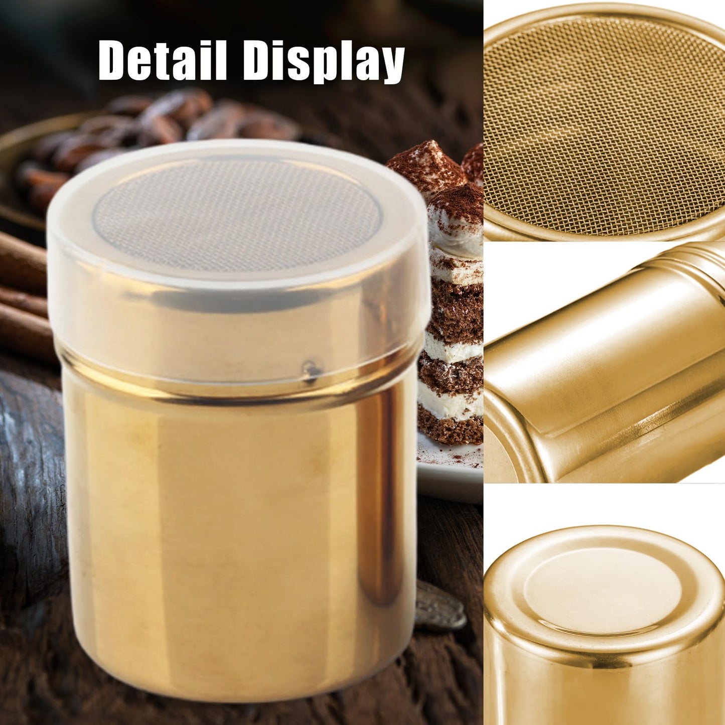 Stainless Steel Powder Shaker, 3.5 x 3inch Fine Mesh Shaker Powder Cans with Lid, Powder Sugar Shaker for Sifter Cocoa/Cinnamon Powder/Coffe/Hold Salt/Pepper (2pcs)