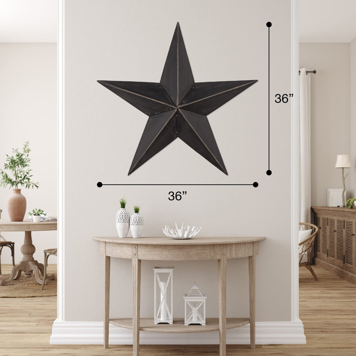 The Hearthside Collection CWI Gifts Metal Barn Star - 36 inch Galvanized Hanging Star - Farmhouse Wall Decor - Black