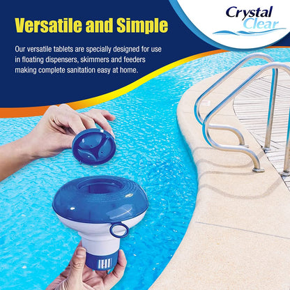 CRYSTAL CLEAR 4in1 Multifunction Chlorine Tablets for Hot Tubs, Spa, Swimming Pools. 1kg 50 x 20g Spas Paddling Pool Hot Tub Chlorine Tablets