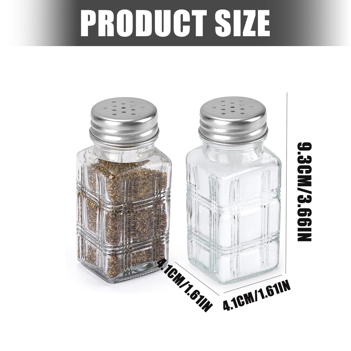 2Pcs Square Glass Condiment Jars for Cooking Baking Seasonings Organization Practical Salts Peppers Shaker Clear Seasoning Bottles
