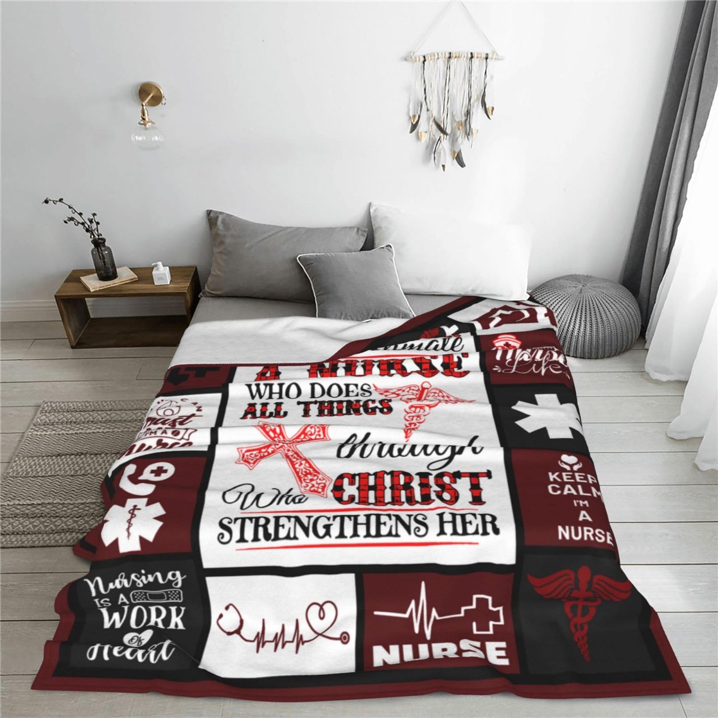 banonaty Nurse Gifts Nursing Throw Blanket Cozy Fleece Flannel Bedding LPN Rn Gifts for Women Female Girls Lover Adult Stuff Plush for Couch Sofa Bed Decor 40"X50"