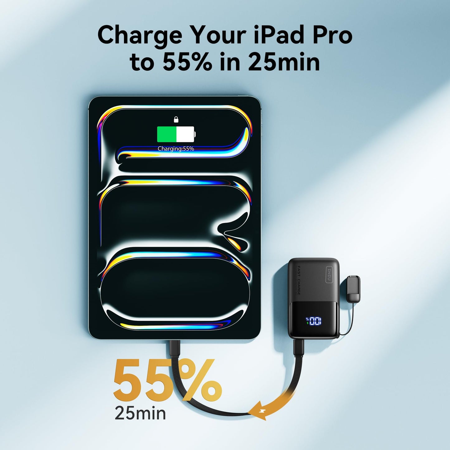 INIU Pocket Size Portable Charger, Ultra Small 10000mAh 45W PD Power Bank, USB C in&Out Fast Charging Battery Pack, Travel Essentials Powerbank for iPhone 17 16 15 14 Pro Air, Xiaomi, Samsung S24 etc