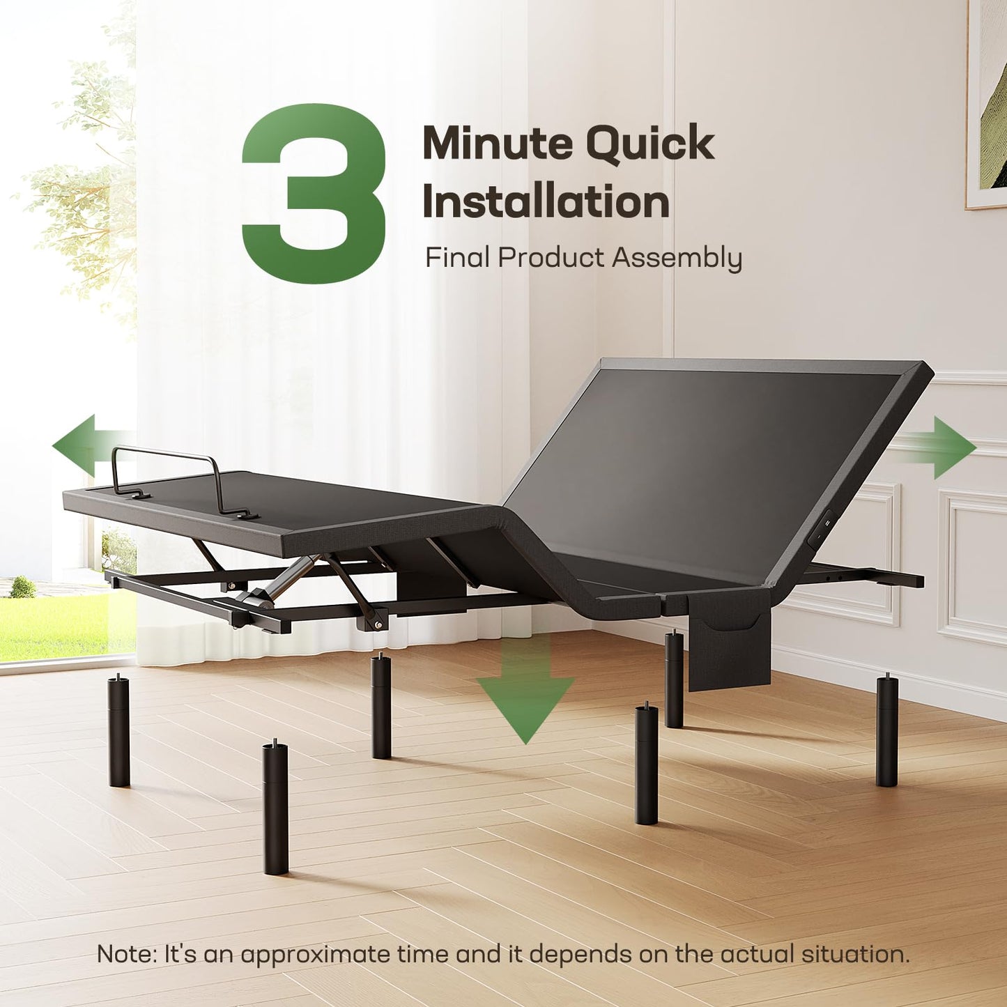 Marsail Twin XL Adjustable Bed Base Frame, 4 Ports USB A&C Adjustable Bed Base with Under-Bed Nightlight, 3 Minutes Fast Assembly, Wireless Remote Control Adjustable Bed with 4 Height Options