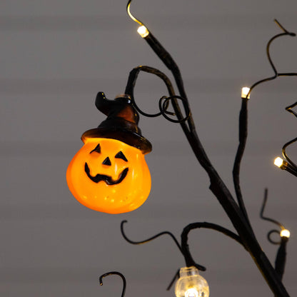 Nearly Natural 3ft Pre-Lit Halloween Pumpkins Skulls Ornament Tree with 48 Warm White LED Lights