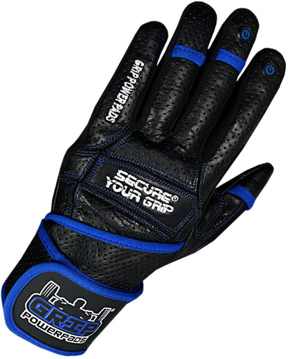 Elite Leather Gym Gloves with Built in 2" Wide Wrist Wraps Grip & Design for Weightlifting Power Lifting Bodybuilding & Strength Training Workout Exercises